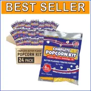 Delicious Popcorn Kit - 24 Packs of Movie-Style Kernels & Seasoning Included