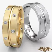 Bezel Round Diamond Solid Eternity Mens Wedding Band 18k Yellow Gold 0.35Ctw