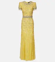 [Jenny Packham] Jenny Packham Roxy sequined gown AU 14 yellow