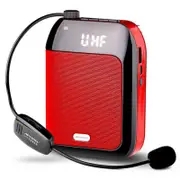 Gosear Voice Amplifier 15W Multifunctional Portable Bluetooth-compatible Voice Speaker with Wireless Microphone for Teachers Red