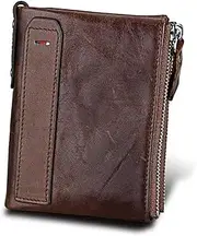 [SKUZA] Wallet,Card Bag,Double Zipper Women Wallets Genuine Cow Leather Card Holder Female Purse Vintage Coin Holder Wallets for Girl (Color : Black) (Brown) (Color : Coffee)