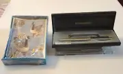 Vtg New Papermate Double Heart Silver Fountain Pen West Germany + Cape Note Card