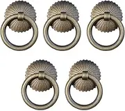5 Pack Ring Drawer Pulls, Antique Drawer Ring Pull Handle Brass Knobs for Door Cabinets Drawer Cupboard (40mm)