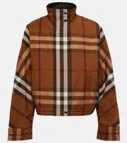 [Burberry] Burberry Checked funnel-neck jacket UK 18 multicoloured