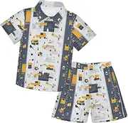 [Caihoyu] Toddler Baby Boys Short Sleeve Button Down Shirt & Shorts Set Toddler Kids Baby Boys Summer Clothes Set