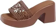 [Generic] Women's Fish Mouth Platform Wedge Slides Sandals Braided Strap Flatform Slide Open Toe Casual Summer Beach Outdoor Wedge Woven Belt Slipper