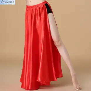 Qsuccua 成人女士印度肚皮舞鬆緊腰圍雙開叉裙舞台表演服裝