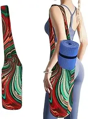 JKLQWH Psychedelic Swirl Pattern Printed Yoga Mat Bag Long Tote with Pockets for Your Yoga Accessories Exercise Yoga Mat Carrier Holder Multi-Functional Storage Bag Holds Most Pilates Mats