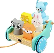 Toy Towing Walker for Boys and Girls Wooden Animal Pull Along Toy for Children