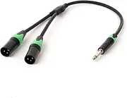 ROBAUN 1PC Audio Cable TS to XLR Y-Splitter 6.5mm TS Male to Dual XLR Male/Female for Microphone Cables Aluminum Metal Shel(Z01-D1001MX2-BKGN,0.5m)