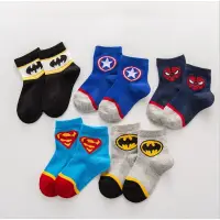 在飛比找蝦皮購物優惠-1 雙棉質兒童襪超級英雄超人蜘蛛俠蝙蝠俠鋼鐵俠隊長網眼透氣襪