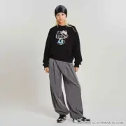 50th ANNIVERSARY HELLO KITTY x atmos pink Big Print Sweatshirt Black&Wight Free