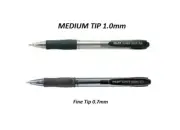 Pilot Supergrip Ballpoint pen - 6x Fine Tip 0.7mm BLACK + 6x MEDIUM 1.0mm BLACK