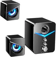 Yardenfun 3pcs Speaker Set Computer Speakers Professional Sound for Pc Tv Lighting Bass Control