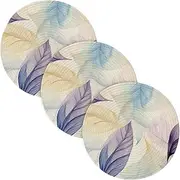 3 Pcs Trivet Pads for Hot Dishes 15in Cotton Thread Weave Large Coasters Cotton Mat for Crock Pot Spoon Rest for Cooking and Baking Coloured Soft Leaf