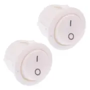 2 x Round White On-Off Rocker Switch SPST