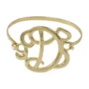 Ganz Initial Gold Script Hinge Bangle Monogram Bracelet 7"