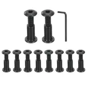 10Sets M6x20mm Hex Drive Socket Cap Bolt M6x15mm Nuts with Hex Wrench Black