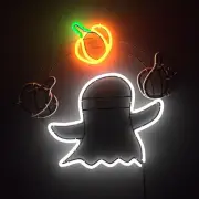 LED Neon Ghost Pumpkin Signs Halloween Decor Ligthed Display Window Silhouette
