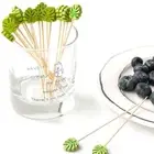 Palm Leaf Shaped Toothpick Bamboo Cocktail Skewer Decor Sticks Snacks Sticks