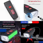 Bicycle Horn Headlight USB Waterproof Lighting MTB Bike Night Strong Light Lamp