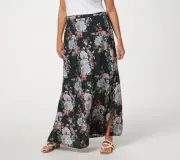 Tolani Collection Regular Printed Pull-On Woven Maxi Skirt, Black Floral, L