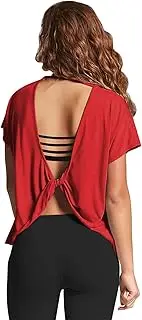 [Mippo] Women's Sexy Backless Short Sleeve Crop Tank Tops Open Back Knot Casual Shirt