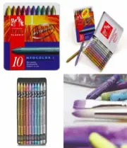 Neocolor I Water-Resistant Wax Pastels, 10 Metallic Colors