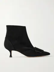 [Manolo Blahnik] Manolo Blahnik - Baylow 50 Buckled Suede Ankle Boots - Black - IT40 IT 40 Black