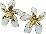 [Generic] Gold Colour matching flower Earrings for Women Vintage Metal Flower Earrings Trendy Drop Dangle Earrings