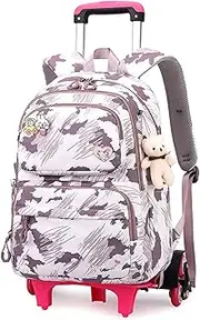 [Yumenam] School Bags for Girls with Wheels Lagre Capacity Backpack for School Water-resistant with Laptop Compartment Girls Backpacks for Primary Junior High University, Color 5, One Size