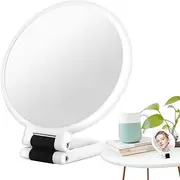 Magnifying Mirror, Foldable Round Double-Sided Tabletop Mirror with Stand, Precision Makeup Tool, Magnification Glass for Outdoor Dressing, Home Desk, Portable Accessory, (193g)