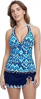[Profile by Gottex] Women's Standard Ocean Blues Halter Tankini