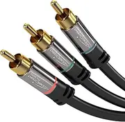 KabelDirekt – 2m – Component Cable, RCA/Phono, RGB/YUV (Coax Cable, 3× to 3× RCA/Phono Male Cinch Plugs, for Video Transmission in Full HD, Video/HDTV, Black)