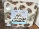 Northcrest Home Flannel Flat Fitted Twin Bed Sheet Set Pinecone Design New