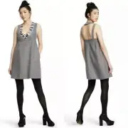 Anna Sui Target NWOT Metallic Boulcé Shift Mini Dress Size S Paillette Silver