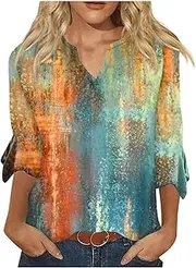[Generic] Seamless Tops for Women,v Neck Sleeveless Tops for Women Tunic for Womens Fashion Elbow Length tee Shirts for Women Womens Tops Womens Long Loose t Shirts Womens Tops