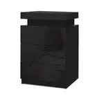 NNEDSZ Bedside Tables Side Table 3 Drawers RGB LED High Gloss Nightstand Black