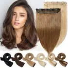 CLEARANCE One Piece Real Human Remy Hair Extensions Clip In 3/4 Full Head Weft w