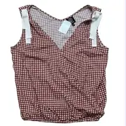 Red checkered top with bows (M) New