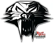 (ARCT-3-2) 12" ARCTIC CAT SKULL SNOWMOBILE DECAL STICKER (BLACK AND WHITE)