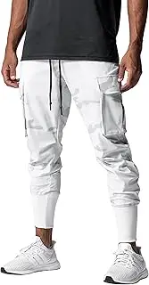 [MECH-ENG] Men's Tapered Jogger Pants Quick Drying Cargo Workout Trousers Slim Fit Running Sweatpants with Zipper Pockets