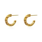 Culturesse Briar 15mm Sculptural Sparkle Hoop Earrings Jewellery Gold Vermeil