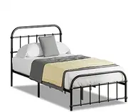 ALFORDSON Metal Bed Frame King Single Size, Minimalist Bed Platform with Reinforced Steel Frame, Industrial Railing-Style Mattress Foundation with Ventilated Design & Rust-Resistant Finish, Black