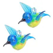 2Pcs glass hummingbird decor Crystal Hummingbird Statue Glass Hummingbird