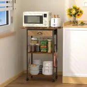 Kitchen Microwave Cart with Storage,3 Tier Rolling Microwave Stand with Drawe