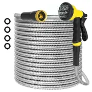 Stainless Steel Metal 100FT Garden Hose, Flexible, Kink-Free, Lightweight, Cr...