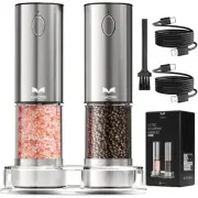 Electric Salt and Pepper Grinder Set Rechargeable, Automatic Shakers Set with...