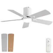 42 Inch White Ceiling Fans with Lights,Low Profile Ceiling Fan with Light and...
