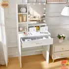 White Dressing Table Bedroom Vanity Make Up Desk with Dimmable Led Mirror
